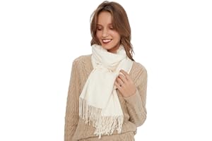 MaaMgic Sciarpa con Frange in Tinta Unita da Donna Morbida e Soffice di Misto Cotone per Autunno Invernale 200 * 70cm