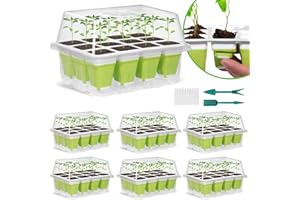 RIOGOO 6er-Pack Silikon-Anzuchtschalen, 72 Zellen, Wiederverwendbares Set Mit Silikonboden, Erhöhtem Deckel, Pflanzenetiketten für Pflanzensamen