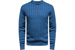 WJL WHISPERING JONES LONDON Mens Cable Knit Jumper Thick Weave Pullover Winter Fisherman Logo Knitted Sweater Long Sleeve Warm