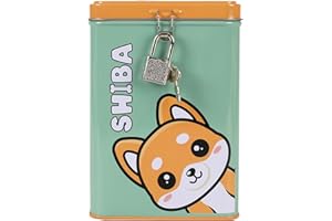 I-TOTAL® - Salvadanaio Divertente con Lucchetto e Chiavi/Portamonete in Metallo con Chiusura (SHIBA)