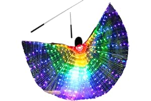 TADRORT Ailes de papillon lumineuses pour filles et adulte, aile de danse lumineuse LED pour danse du ventre, ailes d'ange, pour châle, pour enfants, avec bâtons télescopiques, pour festival et fête
