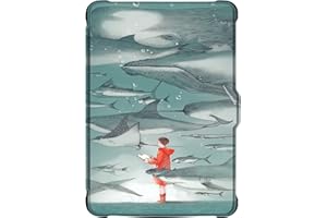 SGKITM Coque Kobo Clara HD 2018 Etui Cuir Silicone Flip 360° Automatique Veille ou Réveil Magnétique Case Airbag Antichoc Aurore Requin Fleur Etanche Housse pour Kobo Clara 2018 HD Écran 6" (6)