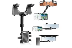 StarryTiger Samochodowy uchwyt na telefon komórkowy, obracany o 360°, regulowany uchwyt do nawigacji, akcesoria lusterka wstecznego, wysuwany uniwersalny uchwyt samochodowy na telefon komórkowy iPhone