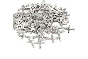 GIFTZ GALORE GIFTS & CRAFT SUPPLIES Giftz Galore Pack of 30g Antique Silver Tibetan Zinc Mixed Cross Charms
