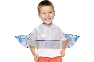 GOOGIT 180° Trasparente Taglio Di Capelli Parrucchiere Mantello Grembiule per Bambini, Mantella Barbiere per Bambini, Stampa Dinosauri Bimbi (Color 6)