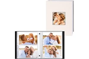 Lanpn Album fotograficzny na 200 zdjęć w formacie 10x15, mały lniany album do wkładania zdjęć w układzie poziomym, 2 opakowania, beżowy