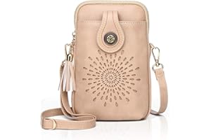APHISON Designer Phone Bags for Women Crossbody, Sunflower Tassel Vegan Leather Crossbody Mobile Phone Bag, Small Crossbody Bags for Women Phone Purse Up to 6.7 inches with Adjustable Long Strap