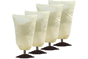 MIXC 4 Packs Plant Fleece Frost Protection 2 Sizes (120x180 CM+180x210 CM) Garden Fleece Frost Protection with Zipper, Frost Protection for Outdoor Plants, From Birds and Insects
