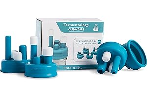 Fermentology Carboy Caps – 4 Pk Silicone Caps for Fermenting in 3/5/6 Gallon Glass Jugs – Homebrew Wine, Beer, Mead