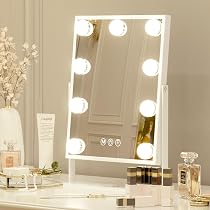 PRIMETEK Specchio Trucco LED Da Tavolo 22x19 Pollici – Luce Regolabile 3 Colori, Touch, Design Minimalista