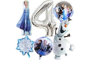 ANBOBILI Frozen Palloncini, Decorazioni Compleanno 4 Anni Bambina, Decorazioni Compleanno Bambina 4 Anni Frozen, Palloncini Festa Frozen Palloncino Fiocco di Neve per Decorazione Festa Compleanno Bambini