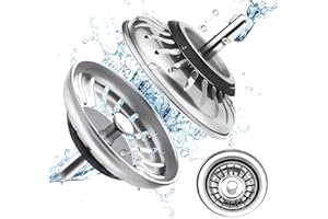 SHFYFHS 1 Pièces Crépine d'évier de Cuisine, Filtre Évier Cuisine, 304 Bouchon Evier Cuisine Inoxydable, Bonde à Panier Filtre Evier, Panier à Tamis pour Évier, pour Cuisine et Salle de Bain Diamètre 78mm.