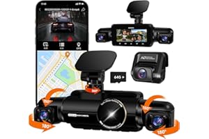 HUPEJOS Dash Cam Front and Rear, 4 Channel 3K+3 * 1080P, 5GHz Wi-Fi GPS, Voice Control, 4K+1080P*2 Dash Camera for Cars, Free 64GB SD Card, Night Vision, Support 256GB Max, 24H Parking Mode