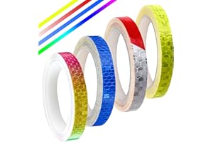 ZARADU Adhésif De Réflecteur Sécurité Avertissement Visibilité,Ruban Réfléchissant Adhésif,Bande Reflechissante Autocollante Velo,Convient Aux Vélos,Voitures, Motos,Véhicules (4 Couleurs)