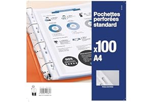 OXFORD 100 Pochettes Plastiques A4 Perforées anti-reflet pour usage régulier