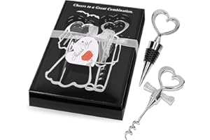 PAWA ABFLUSSHELD - Tire-bouchon et bouchon de bouteille en acier inoxydable - Cadeaux de mariage pour les jeunes mariés - Accessoires pour le vin comme décoration de mariage - Cadeau de mariage parfait