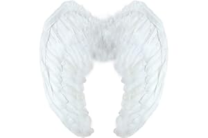 Yummy Bee Angel Fairy Wings Costume Fancy Dress Large 60 x 40 Black White Red Deluxe Real Feathers (White)