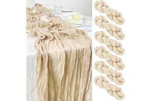YFKJEU Runner da tavola beige, 6 pezzi salvietta per formaggio boho garza rustica trasparente per matrimoni, addio al nubilato, festa di compleanno, 90 x 300 cm