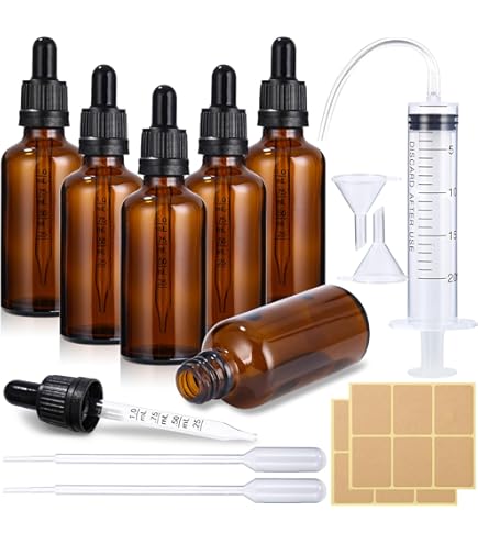 Set 12 Bottigliette Vetro Ambrato 50ml Con Pipetta - Ideale Per Laboratorio, Farmacia - Foto 4