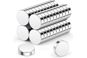 Wukong Magnesy neodymowe 10 x 3 mm, 40 sztuk, bardzo mocne mini magnesy, okrągłe, małe magnesy do tablicy korkowej, na lodówkę, do rzemiosła, biura, kuchni