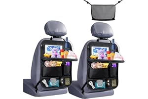 Carseatty Rückenlehnenschutz Auto Kinder, Auto Organizer 2Pack Auto Organizer Kinder mit Faltbarer Tischablage Aufbewahrung Wasserdicht Auto Aufbewahrungstasche für Autositz