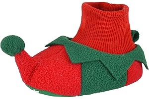 Thingimijigs Baby Elf Red and Green Fleece Christmas Bootie Slippers