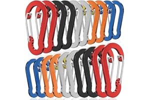 Lajiakoy® Mosqueton, 20 PCS Mosquetones Pequeños, Mosquetón de Aluminio para Mochilas, Hamaca, Camping, Pesca, Toldos, Columpio y Accesorios de Senderismo Etc.