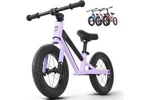 FAST N FUN Laufrad ab 2 Jahre [2-5 Jahre] Kinder-Laufrad 12 Zoll ultra leicht mit Tragegriff Fußstütze Magnesiumrahmen ergonomischer Sitz bis 50kg Luftreifen Lauflernrad höhenverstellbar Mädchen Junge