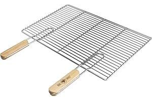 ECD Germany Grillrost aus Edelstahl mit abnehmbaren Griffen 54 x 34 cm rechteckig - robust & rostfrei - für Grillkamin Buschbeck Gasgrill Feuerschalen Feuerkorb - Edelstahlgrillrost Grill Rost Zubehör