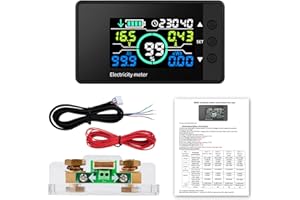 DEWIN Moniteur de Batterie 12V, Moniteur de Batterie à écran LCD Gestionnaire de capacité de Batterie for Batterie Lithium-Ion Ni DC 7.5V-100V 0-100A