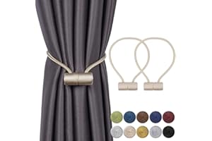 INHDBOX 2 Pack Magnetic Curtain Tiebacks 16 Inch Curtain Clips Rope Holdbacks Curtain Weaving Holder Buckles with Strong Durable Magnet for Home Office Decorative, Upgrade, EU patent 007971841-0001
