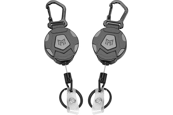 MNGARISTA 2 Pack Retractable Keychain, Heavy Duty Carabiner Holder, Tactical ID Marker Roll with 80 cm Retractable Steel Cord, 80 g