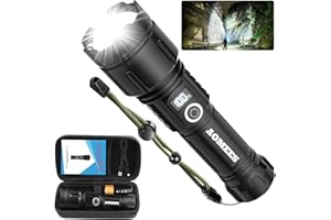 ‎AOMEES AOMEES Led Taschenlampe Aufladbar, 200000 Lumen Led Taschenlampe Extrem Hell mit LED Anzeige & 5000 mAh Akku, IPX4 Wasserdicht, 5 Leuchtmodi, Taschenlampe Led Aufladbar für Camping/Wandern