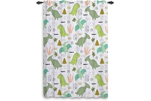 ‎GGAIMWF ggaimwf Dinosaur Curtains for Children's Room, Cartoon Animals, Wild Animals, Jurassic Time, Cute Dino Volcano Window Curtains with Loop, Children's Room, Hanging Room Divider, 135 x 175 cm, 1 Panel
