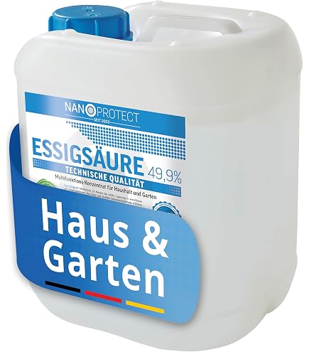 FABA Essigsäure 60% – Essigessenz Technisch, 10 Liter, Zum Entkalken, Reinigen & Urinstein Lösen (C2H4O2)