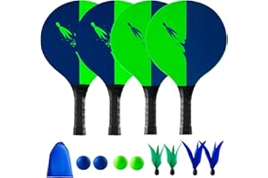 ‎U&C PLANET U&C Planet Beachball Set Paddle Ball Spiel Strandschlägerset aus Holz Schläger Spiel für Kinder&Familie für Garten Strand Party