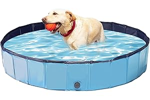 Rinling Hundepool, 160X30cm Hundeplanschbecken Faltbare Hundebadewanne rutschfest Swimmingpool (Blau XL)