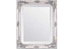 Select Mirrors Rhone Wall Mirror – Vintage Bathroom Mirror, Antique Baroque Style Vanity Mirror - Home Decor 50cm x 60cm (Antique Silver)