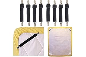 NOTHERS 8 Stück Elastische Spannbettlakenhalter，Verstellbare Bettlakenspanner Elastische Bettlakenspanner mit Metallclip für Bettlaken, Matratze, Bügelbrett Oder Sofa（Schwarz ）8PCS Adjustable Bed Sheet Clips