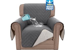 BellaHills Sofa Cover 100% Waterproof Sofa Covers 1 Seater Armchair Covers Triple Non-Slip Sofa Slipcovers for 1 Cushion Chair Washable Sofa Protector for Kids/Pets (Chair 23",Gray)
