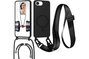 FERLAN Handykette mit Band für iPhone 16E Hülle, Lanyard (abnehmbar) Handyhülle Case mit justierbarer Schnur Abnehmbar Strap, Crossbody Schutzhülle zum Umhängen Kordel, Schwarz
