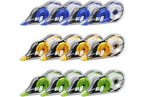 Siumir 12 Pezzi Bianchetto a Nastro, 12m x 5mm Nastro Correttivo per Cancellare, Scolorina Correttore a Nastro con Cappuccio Protettivo per Bambini Studenti Ufficio