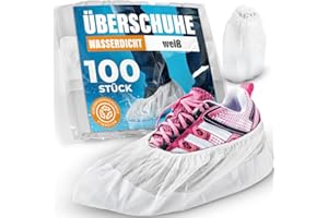 ISC Hygiene & Safety 100x Schuhüberzieher wasserdicht weiß von Überschuhe Verstärkt Extra Stark >9g - rutschfeste Überzieher für Schuhe - Einheitsgröße, Überziehschuhe Einweg Mehrweg Galoschen