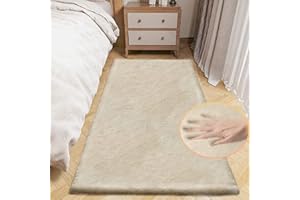 ORINOVA Teppich Läufer Beige Flauschig Waschbar 60x180 cm Fellteppich Kunstfell Kurzflor Teppich Weich Wohnzimmer Schlafzimmer Kinderzimmer Deko Rechteckig