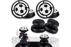 PlayRealm NO Falling Off Thumbstick Extender x 2 & Thumb Grip x 4 for PS5 & PS4 Controller (Soccer)