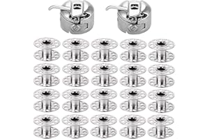 YEQIN 2 Pieces Bobbin Case with 20 Pieces Sewing Machine Metal Bobbins, Bobbins for Sewing Machine, Compatible with Brother, Janome, Singer, Bernina, Toyata, Etc Front Loading 15 Class Machines