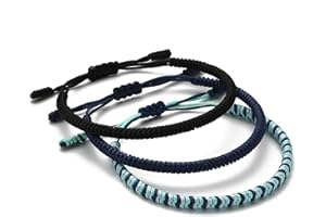 LUCKY BUDDHIST - 3 tibetische Glücksarmbänder + buddhistisches Geschenk! - Handgemacht. Anpassbar an Ihr Handgelenk. Für Männer und Frauen. Freundschaftsarmbänder aus geflochtenem Stoff