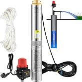 VEVOR Deep Well Pump 750 W Motor Submersible Well Pump 230V 50Hz Submersible Water Pump for Wells Maximum Flow of 105 L/min w