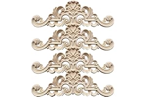 Eterspr 4 Pezzi Applique in Legno Intagliato, Decorazione Applique in Legno, Applique in Legno Intagliato, Decorazioni in Legno Intagliato per Mobili Vintage, per Pareti, Mobili, Armadi, Finestre