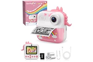 ElecMoga Macchina Fotografica Bambini, 48MP Macchina Fotografica Istantanea 2,4 Pollici 1080P HD con 32 GB Scheda e 3 Carta da Stampa, Digital Camera Bambini Natale Compleanno Regalo per 3 ai 12 Anni
